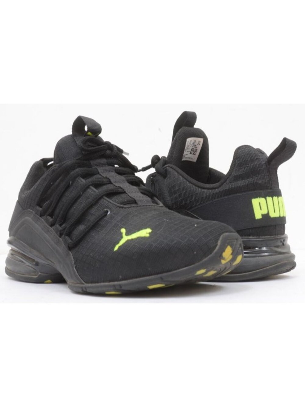 Puma Axelion Women's 7.5 ( Men's 6C ) Black Green Nylon Training Sneakers Lo Top